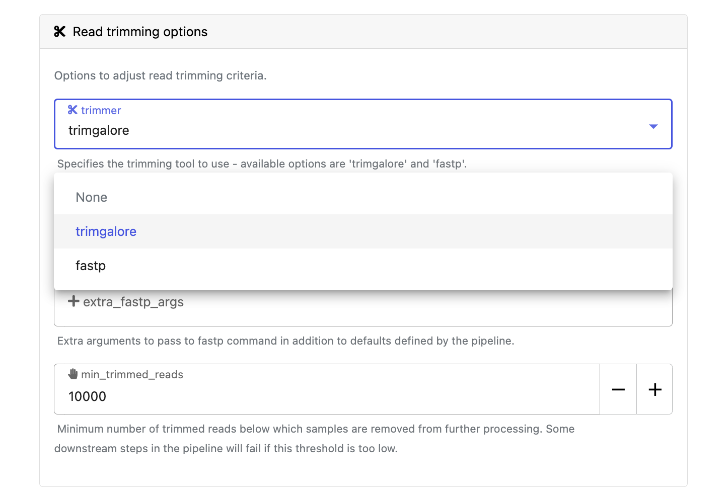 Read trimming options